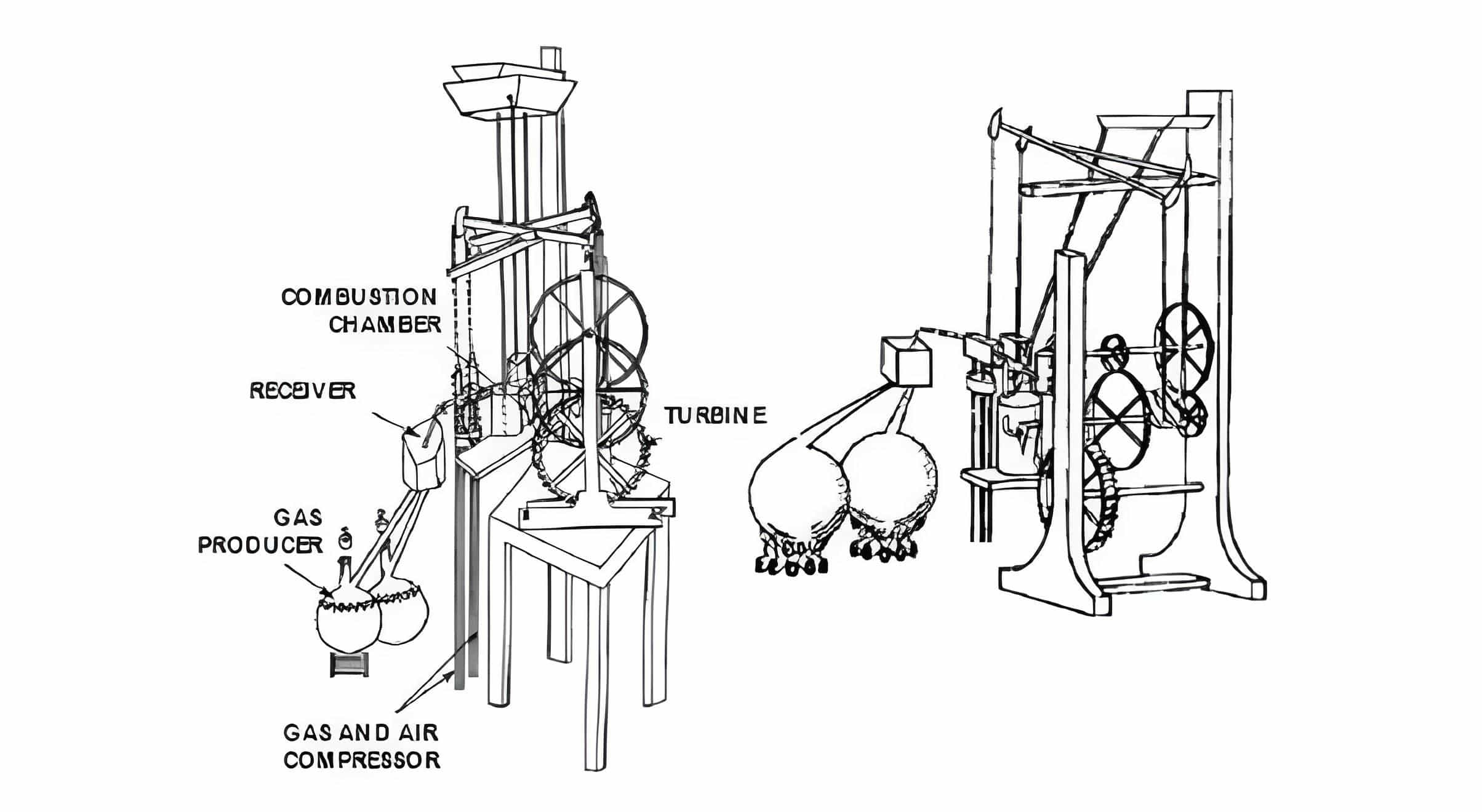 John Barber's gas turbine in a sketch from his patent.