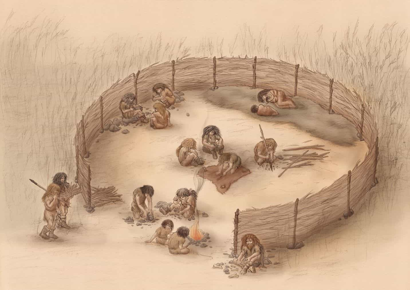 Neanderthal round hut from around 60,000 BC.