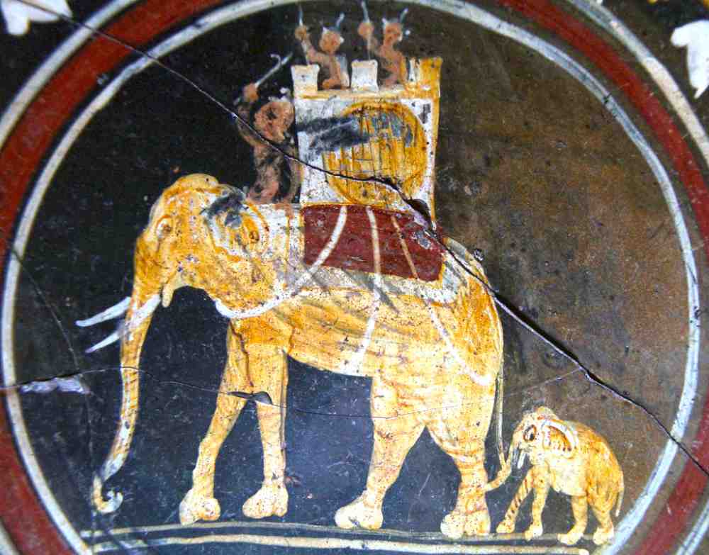 The depiction of a war elephant for the 275 BC triumph of Roman consul Manius Curius Dentatus against Pyrrhus.