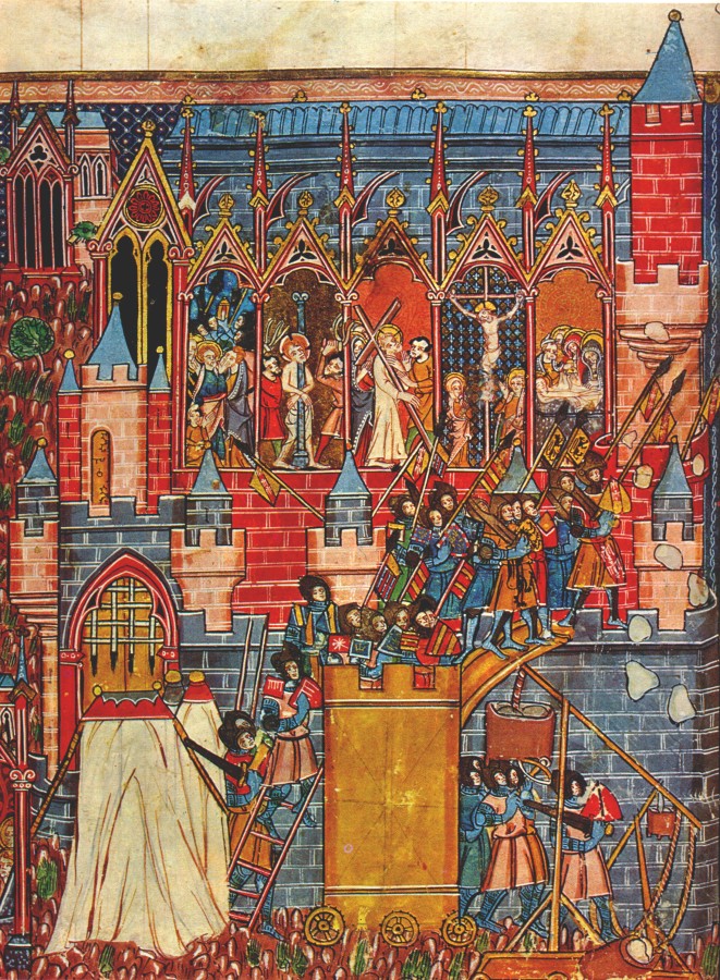 The Siege of Jerusalem as depicted in a medieval manuscript.