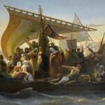 The leaders of the Crusade on Greek ships crossing the Bosporus