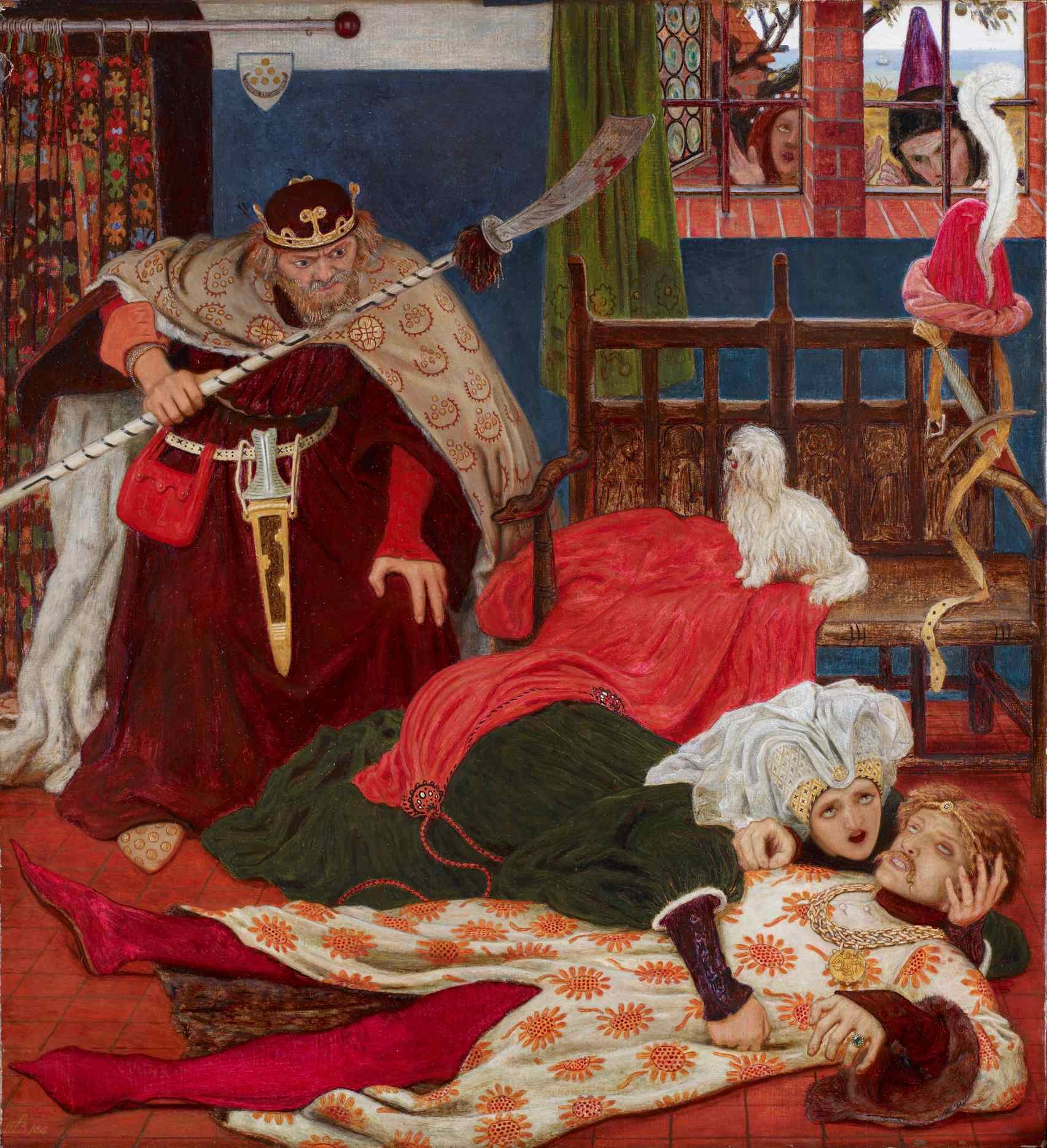 The Death of Sir Tristram by Ford Madox Brown (1821–1893) with a glaive.