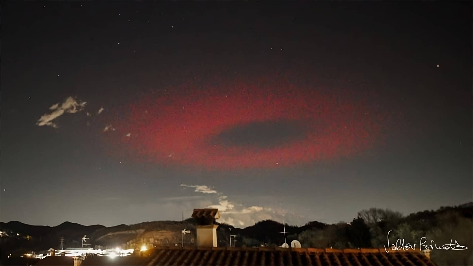 Late in March, around 62 miles (100 km) above Ancona, Italy, a red ELVES ring with a radius of approximately 220 miles (350 km) was photographed.