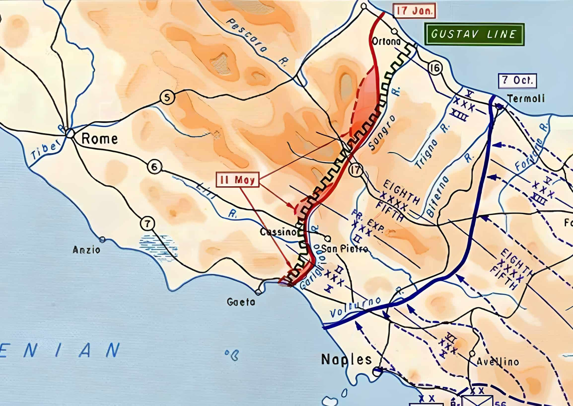 gustav line map