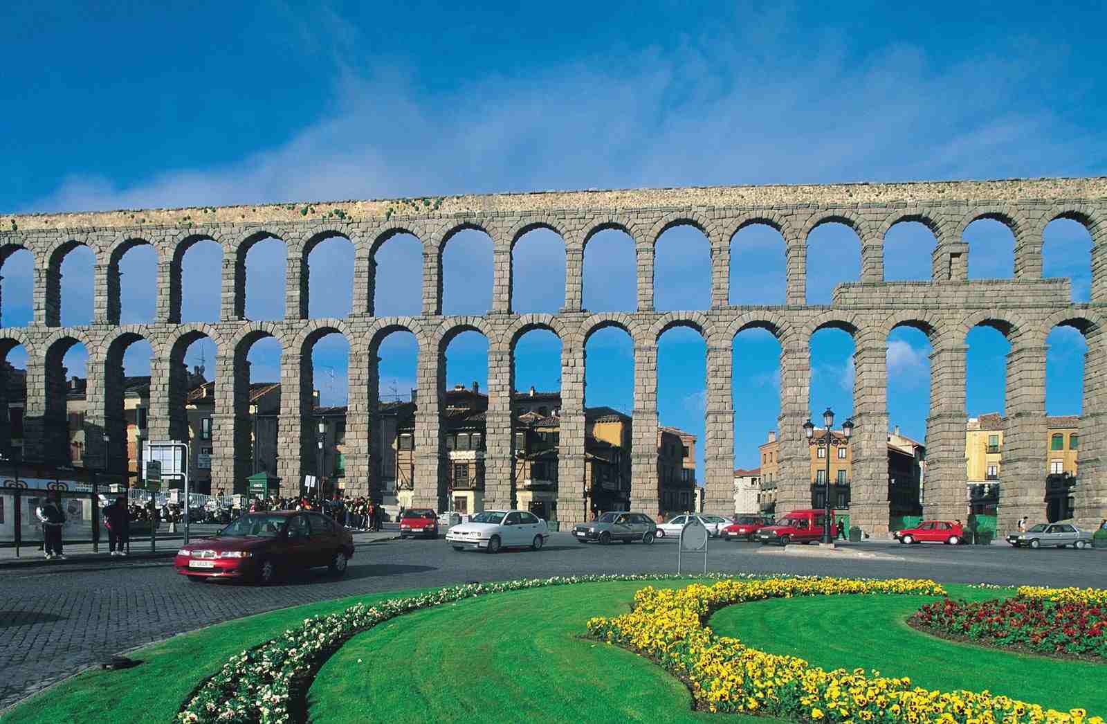 The Segovia Aqueduct is an aqueduct that was constructed during the era of the Roman Emperor Trajan (98–117 AD) and is still in use today to transport water.