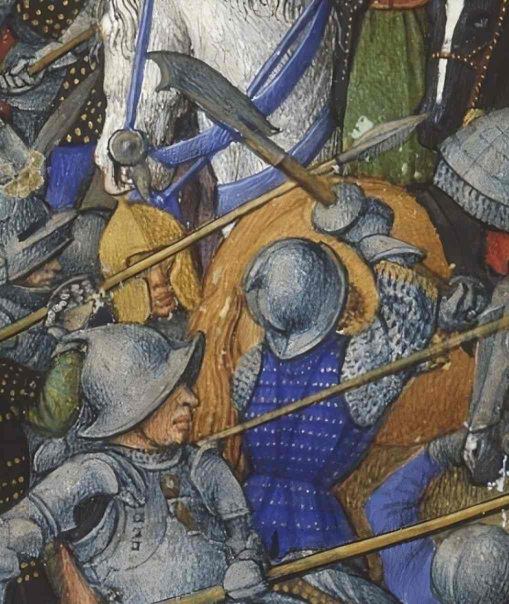 A Burgundian picture of an infantryman with a rare type of voulge that may have been influenced by the Austrian crafts. By Barthelemy d'Eyck, c. 1450--1500, Cod. 2617, Austrian National Library.