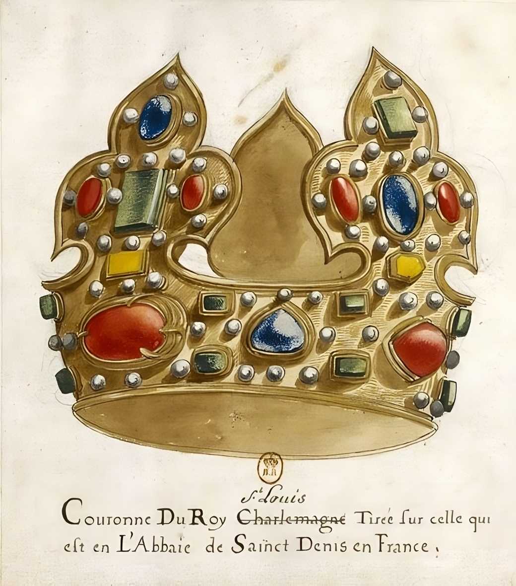 The Crown of Charlemagne, also known as the Crown of Saint Louis. A painting by Dom Michel Félibien.