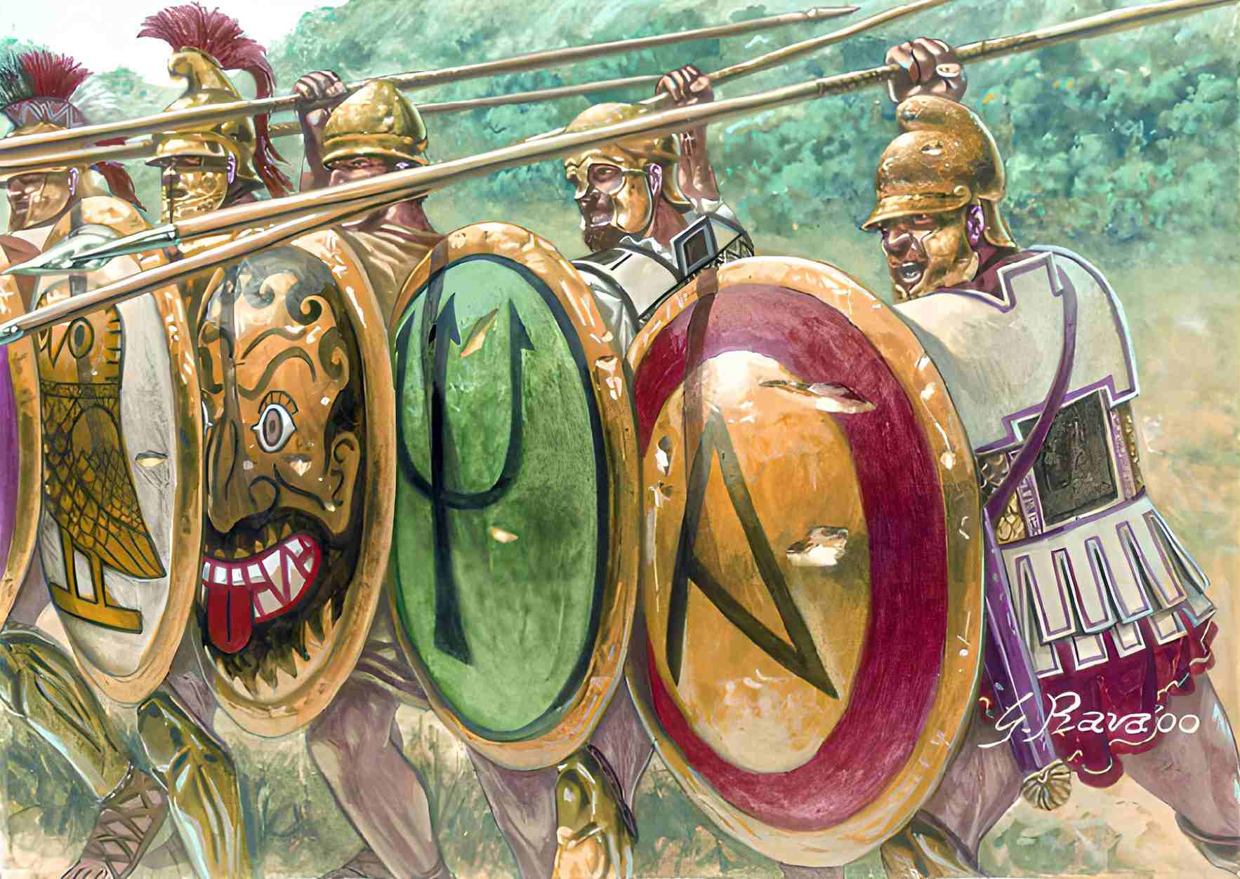 Hoplites and aspis shield.