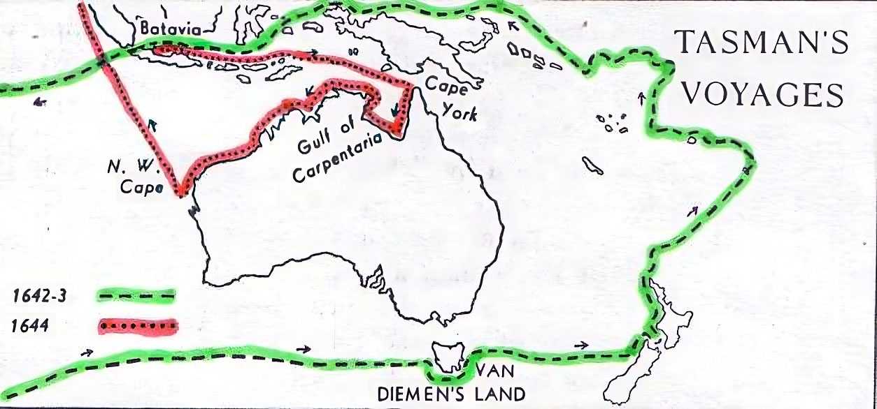 Abel Tasman's voyages from Zeeland to New Zealand