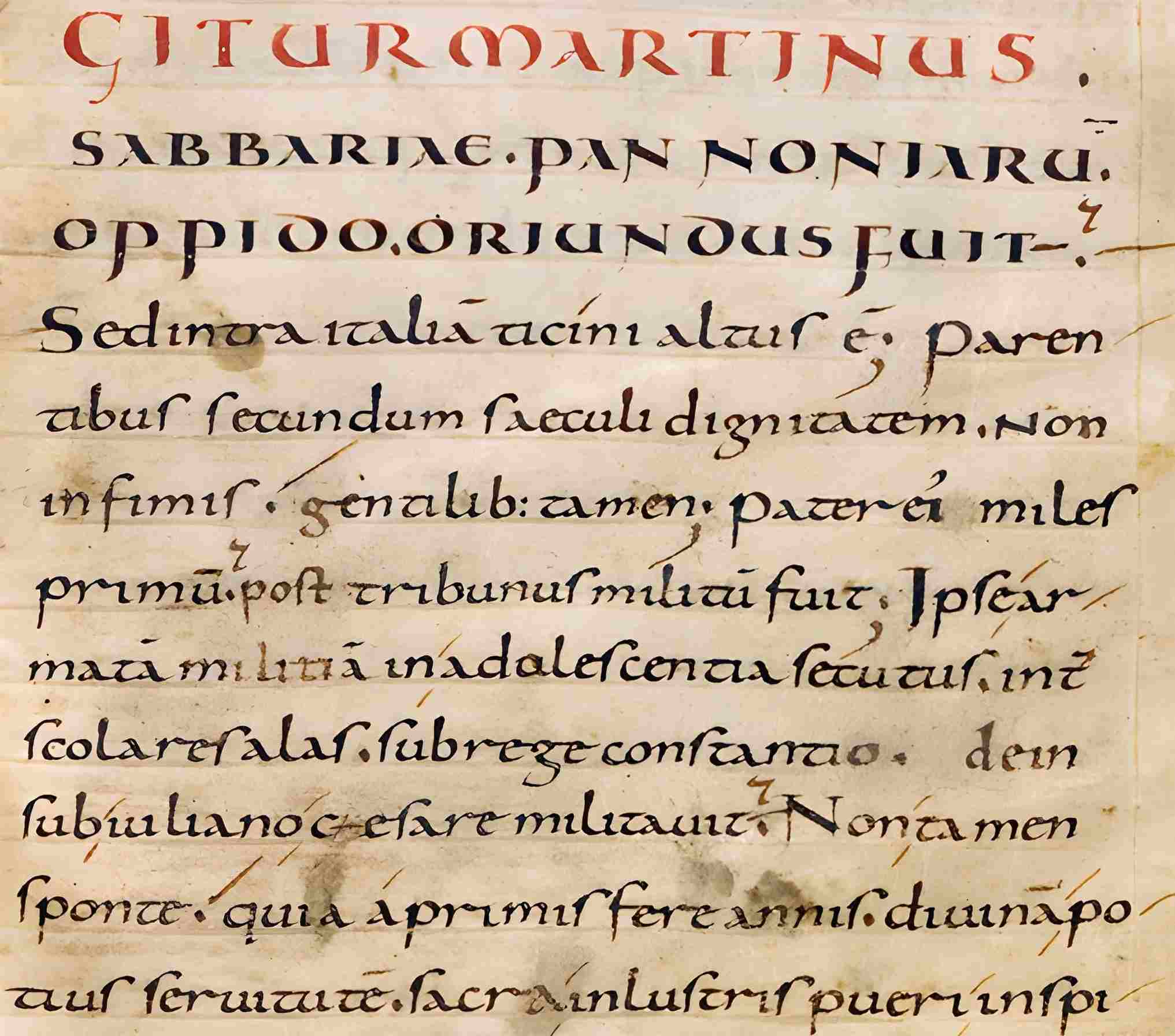 Vita Sancti Martini by Sulpicius Severus; manuscript of the 8th century, composed in Carolingian minuscule.