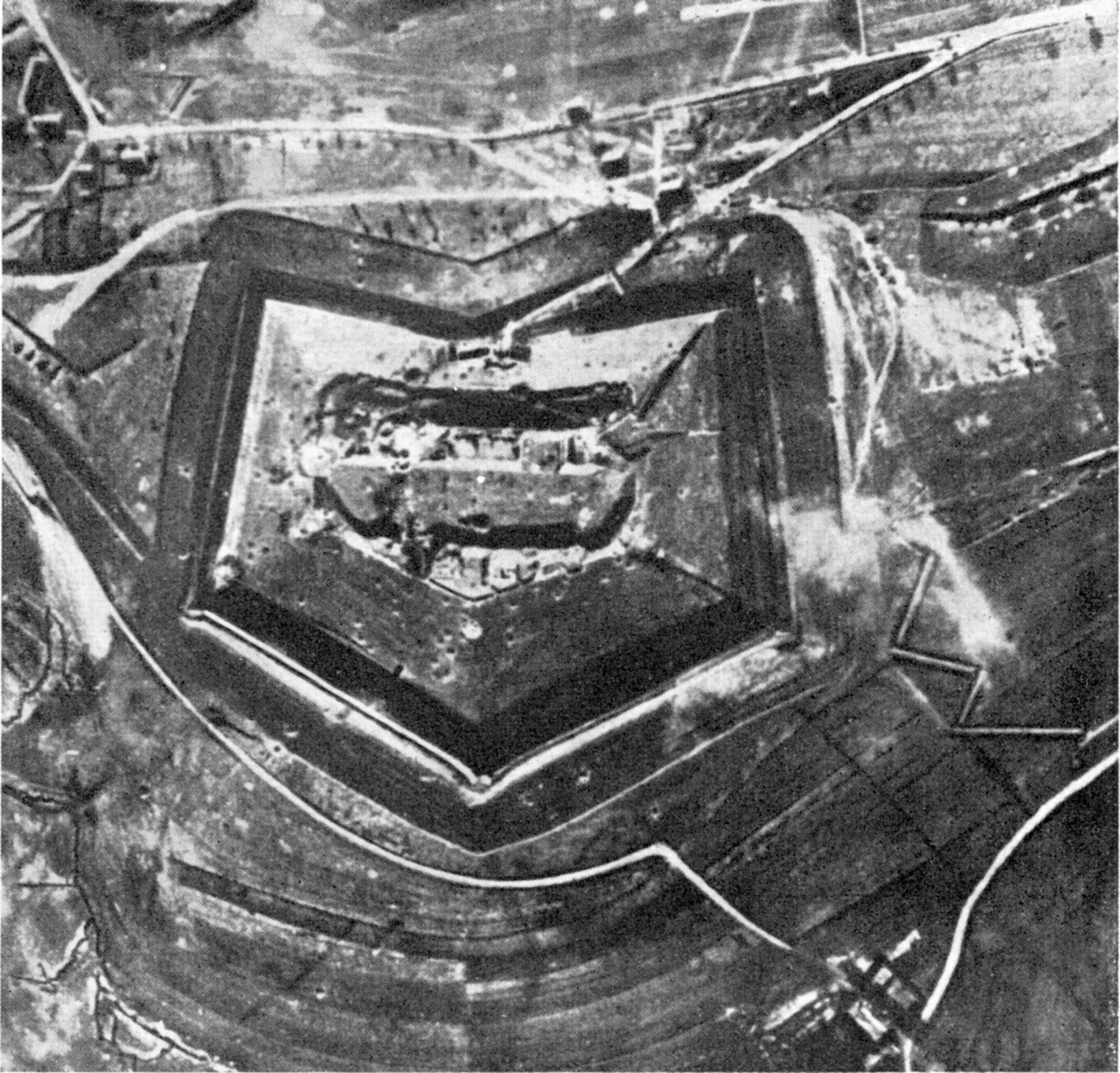 Fort Douaumont before the battle (German aerial photograph)