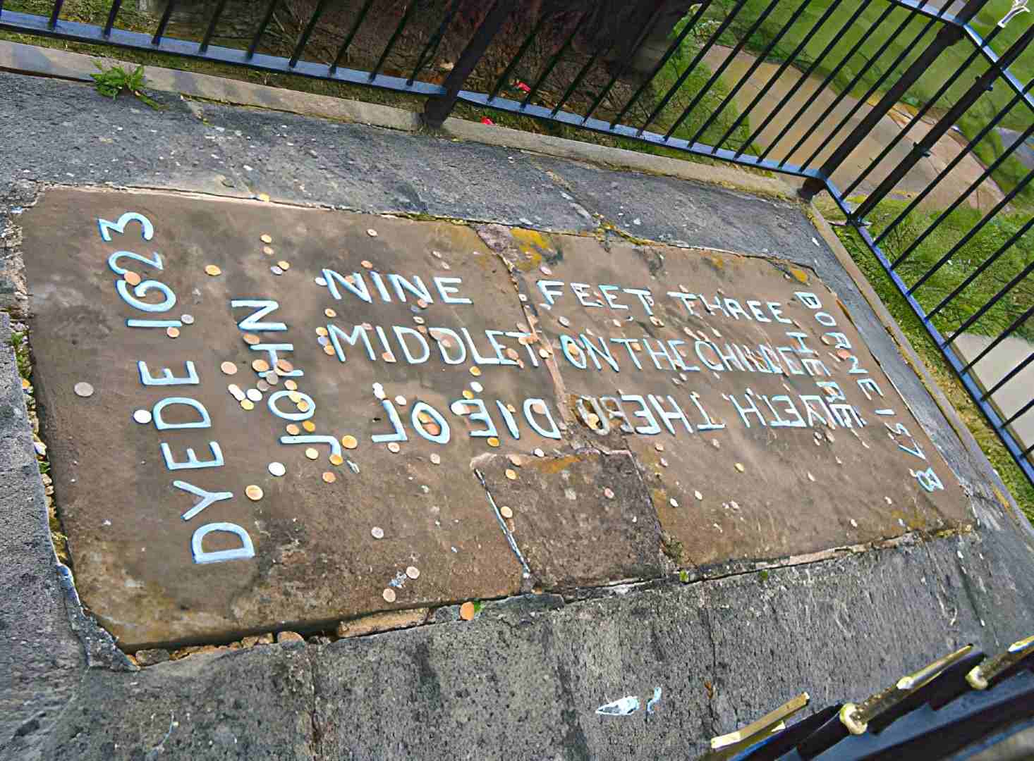 John Middleton's (Childe of Hale) grave in the cemetery in St. Mary's Church in Hale.