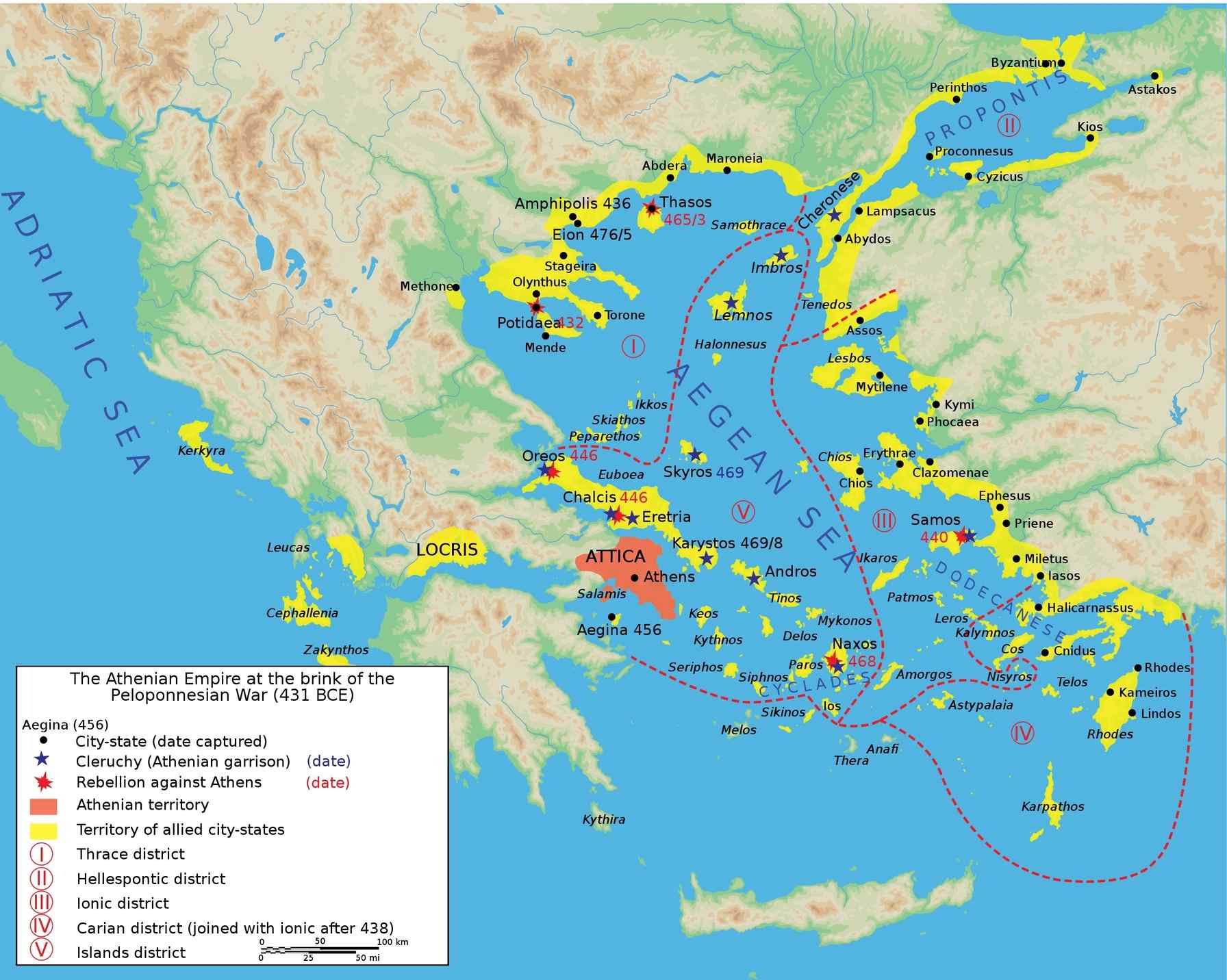 This is a map of the Delian League ("Athenian Empire") in 431 BC.