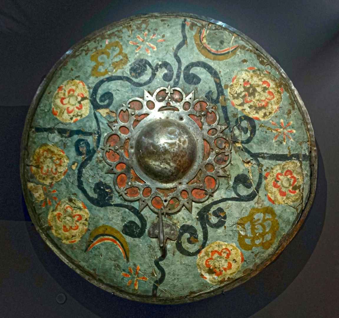 It is believed that the Spanish conquerors of Peru utilized this iron-and-leather shield in the 16th century. National Archaeological Museum (Madrid).