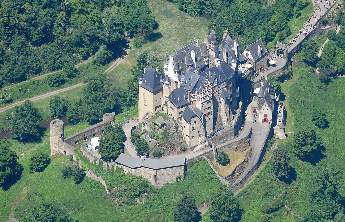 Aerial view of the Eltz Castle; seen from the south