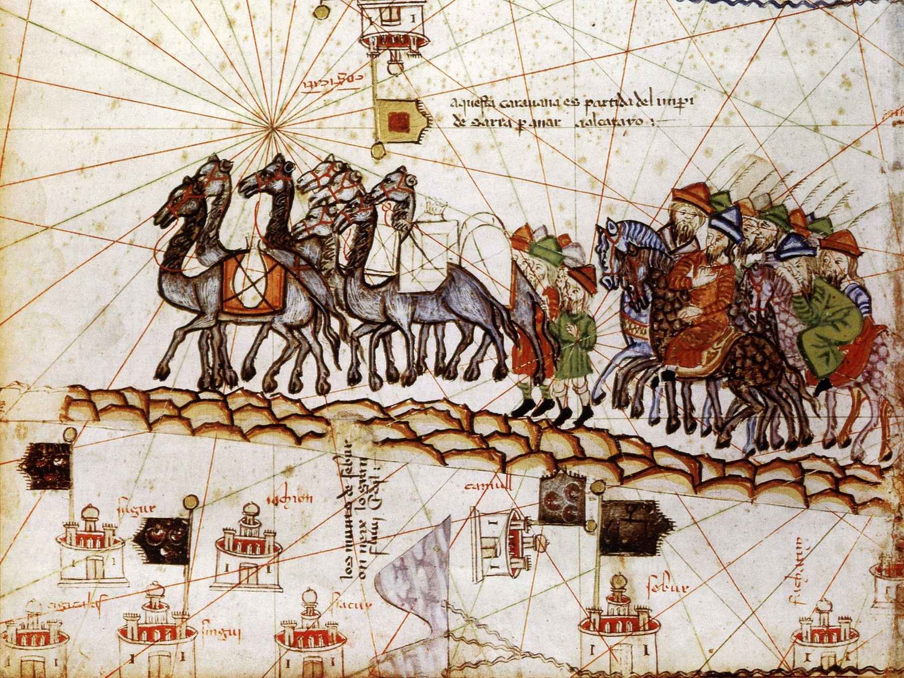  Caravan on the Silk Road. From Sheet 10, Atlas catalan.