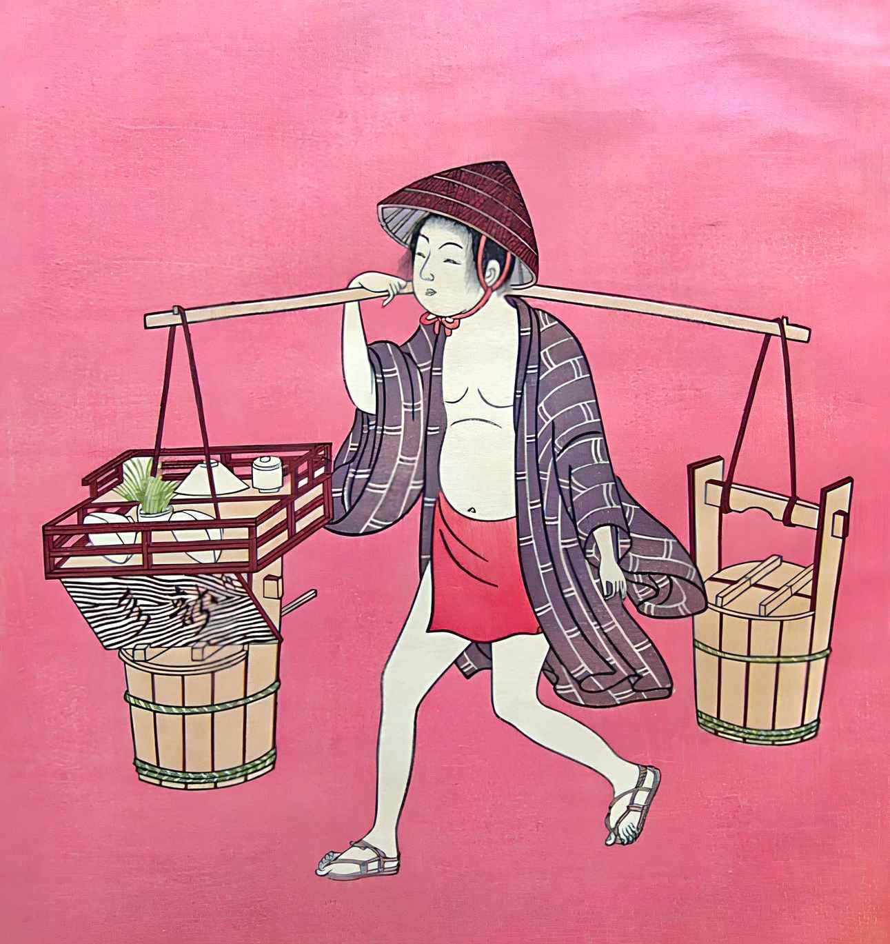 A water vendor with a carrying pole by Harunobu Suzuki.