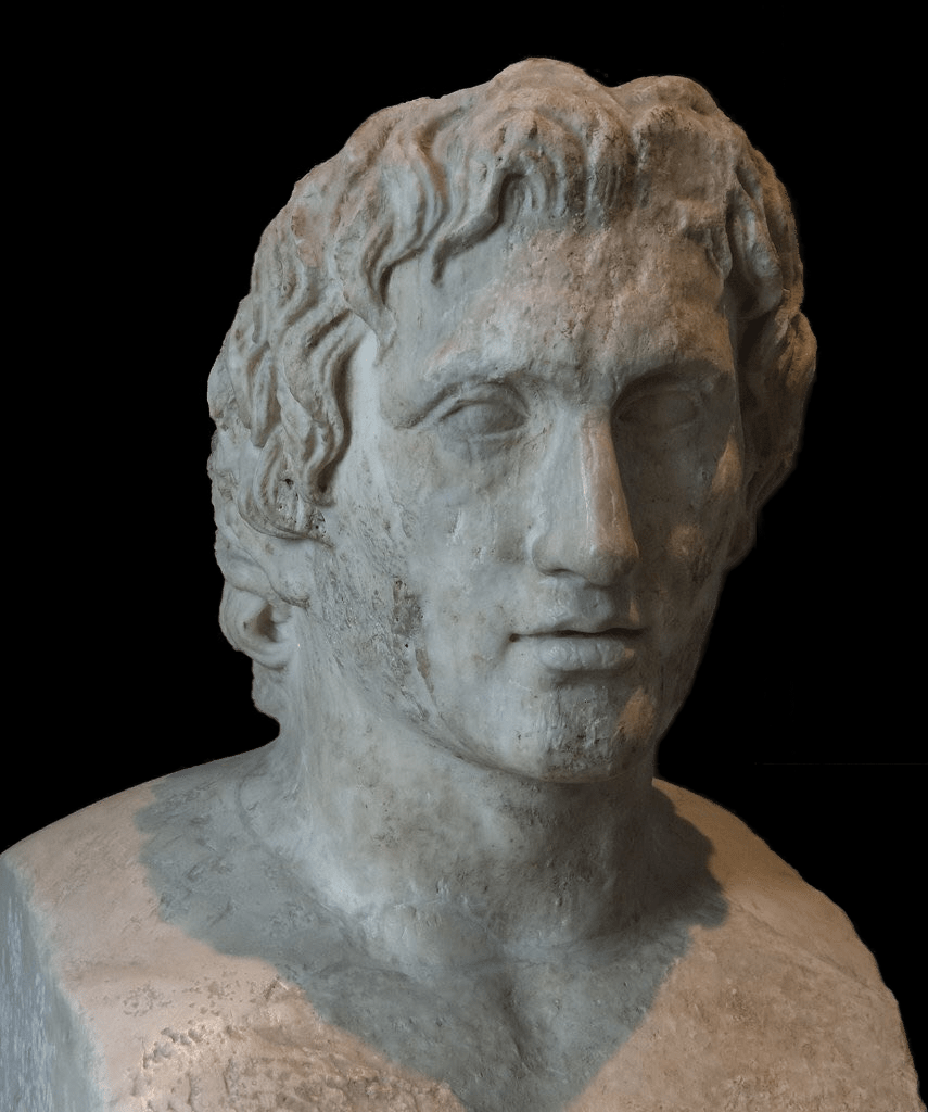 Alexander the Great’s bust, Hermes Azara, is a Roman copy of the original by Lysippos in the 4th century BC.