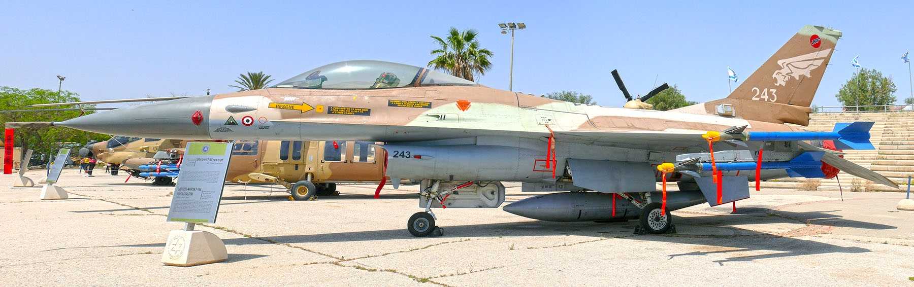 An F-16A Hawk 243 piloted by Ilan Ramon during Operation Opera, in which the Iraqi reactor was destroyed.