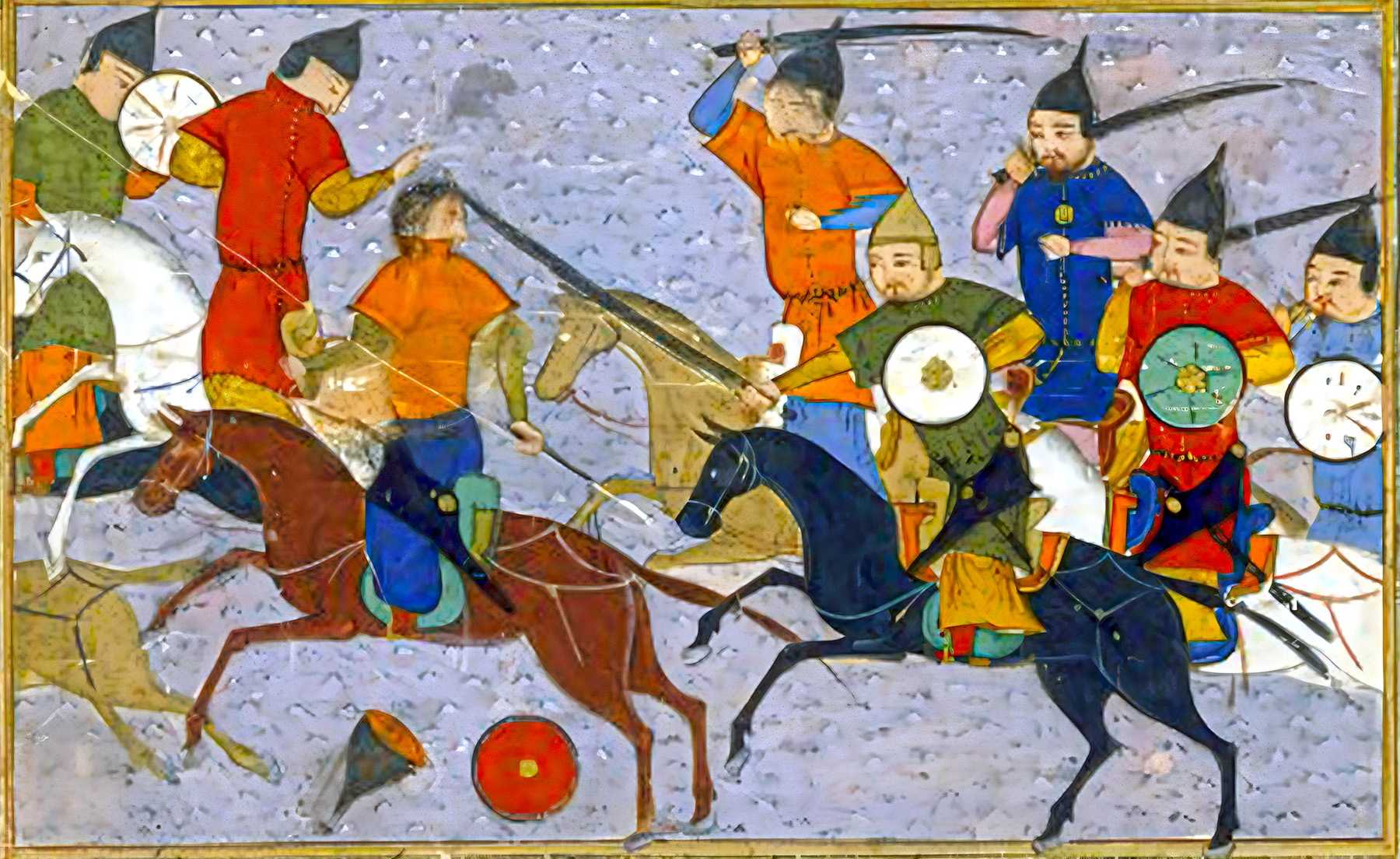 Battle between Mongols & Chinese (1430). Jami' al-tawarikh, Rashid al-Din.