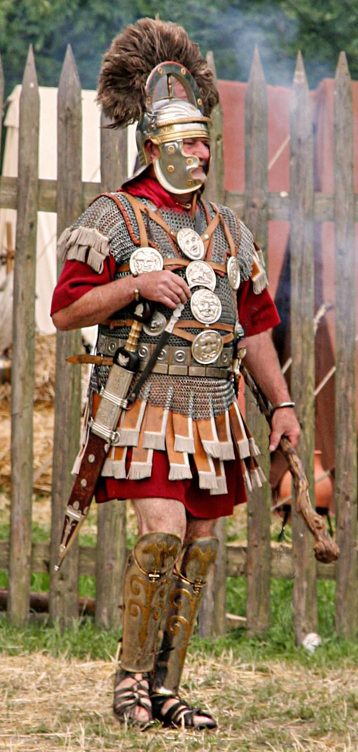 Centurion wearing a subarmalis or thoracomachus under a lorica hamata.