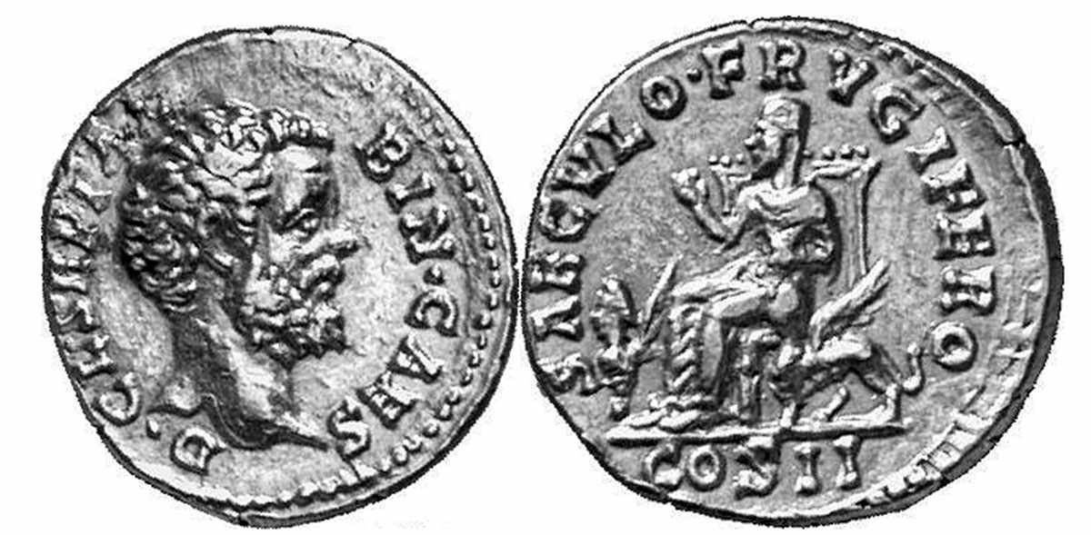 Denarii (silver coin) of Clodius Albinus (150--197) features Baal Hammon's image.