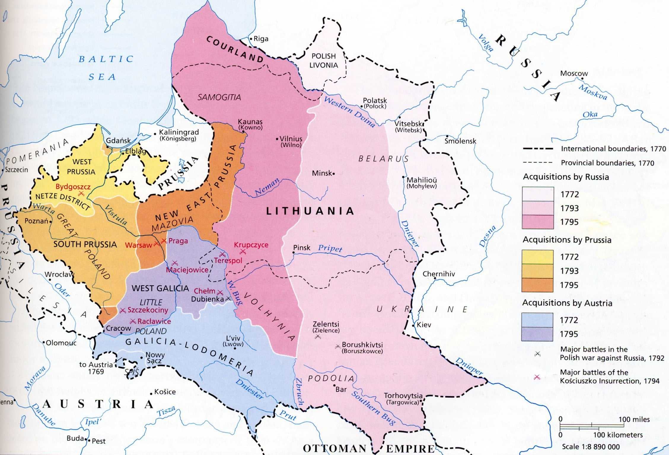 Partitions of Poland (1772-1795).