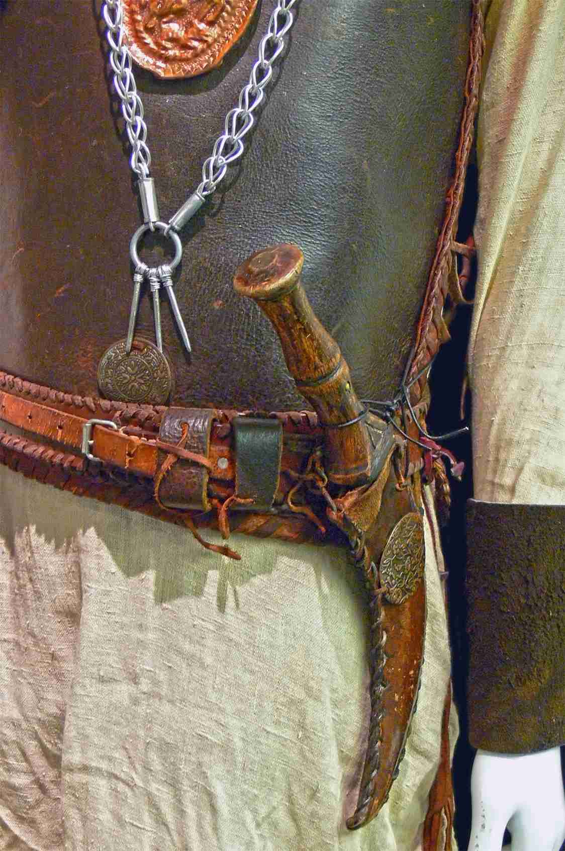 Sica sword on the belt of a Dacian warrior, Manching Museum in Germany.