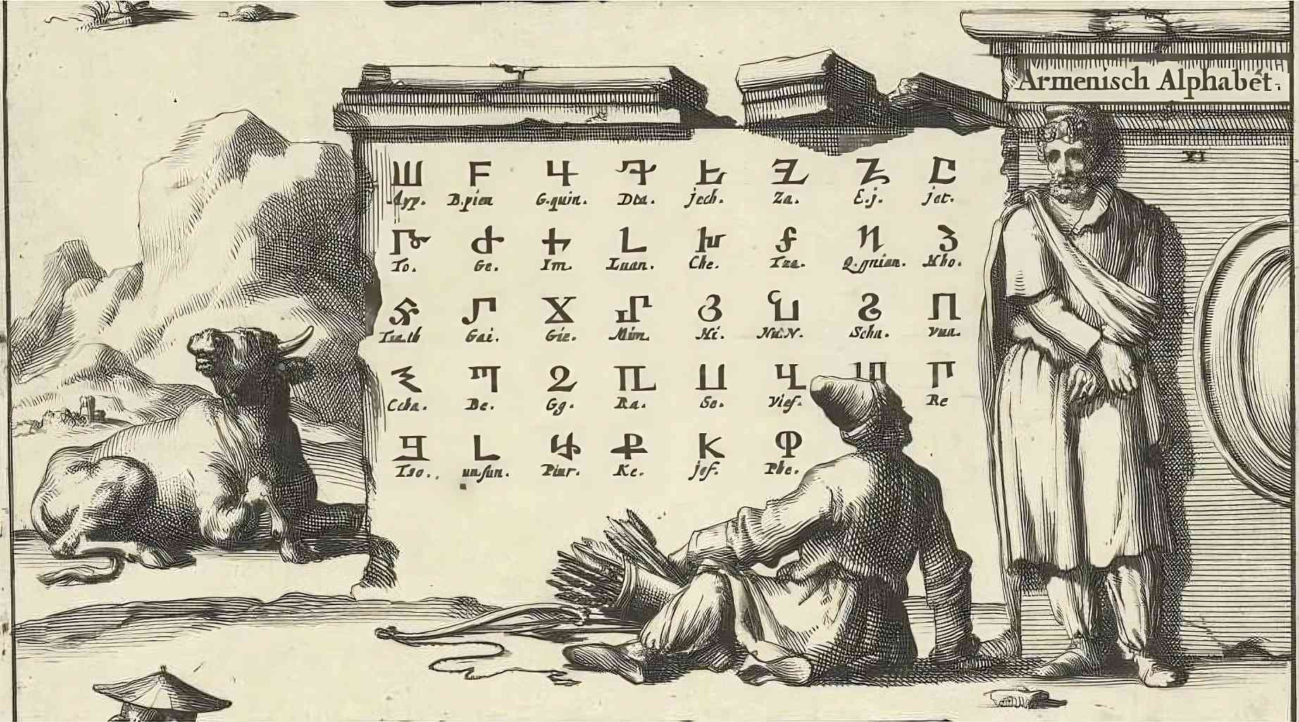 The Alphabet of the Book of Revelation. Painting by Jan Luyken, 1690.