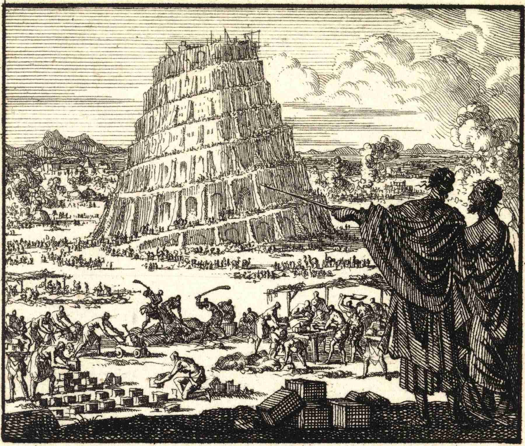 construction of the tower of babel by jan luyken (1649–1712)