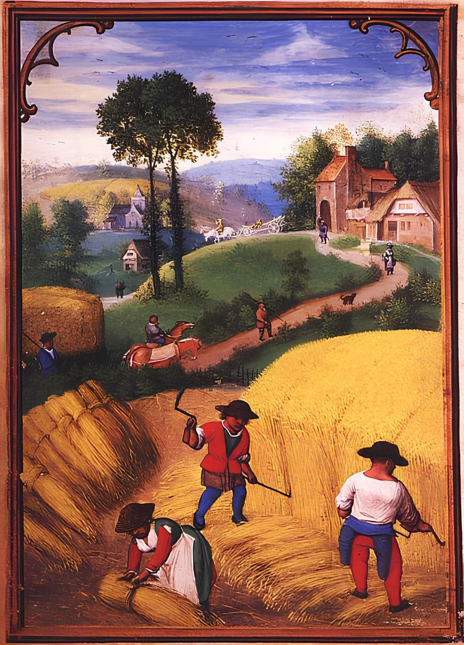 Labors of the Months: August, from a Flemish Book of Hours (Bruges)