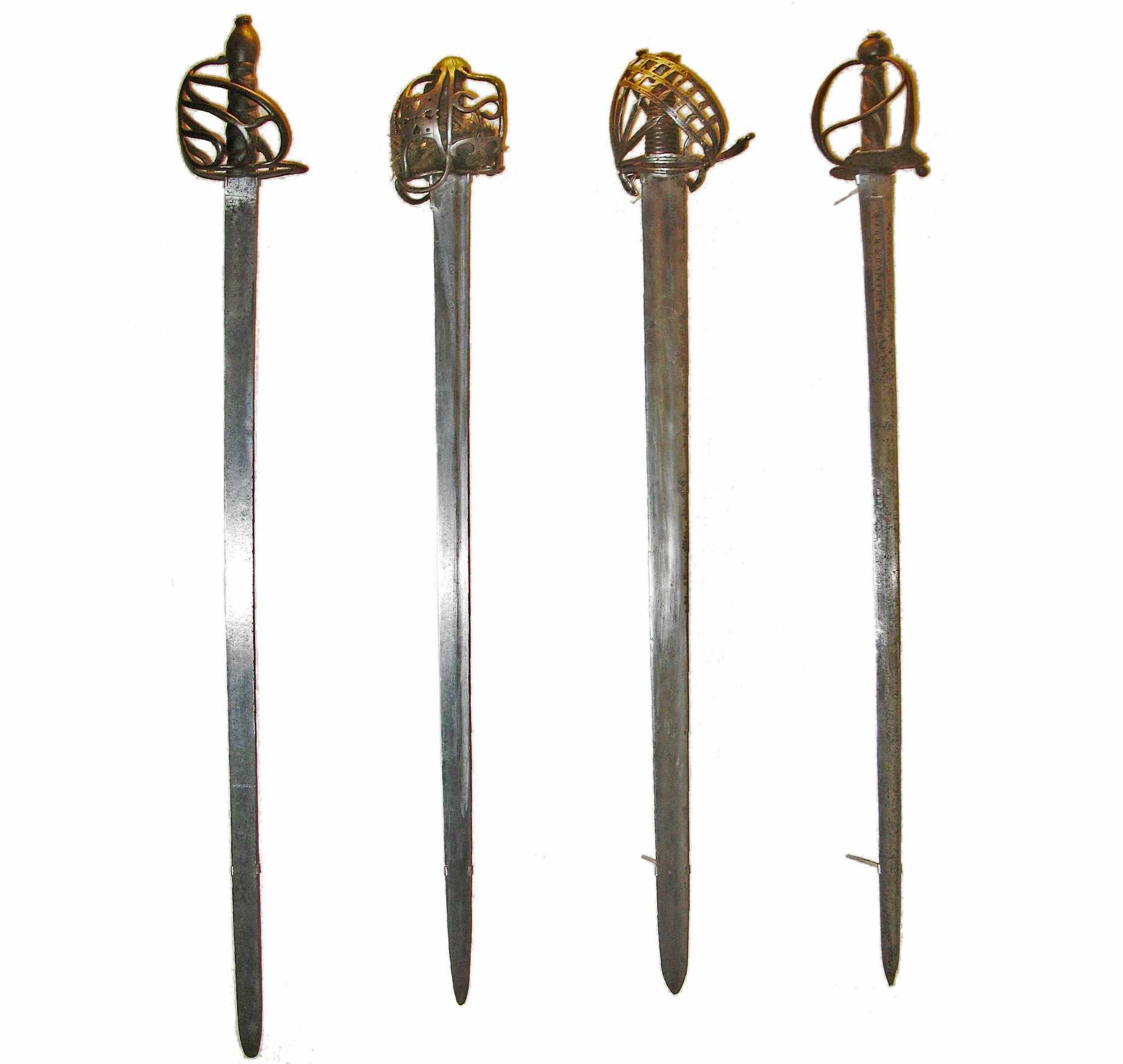 Swords with basket hilt.