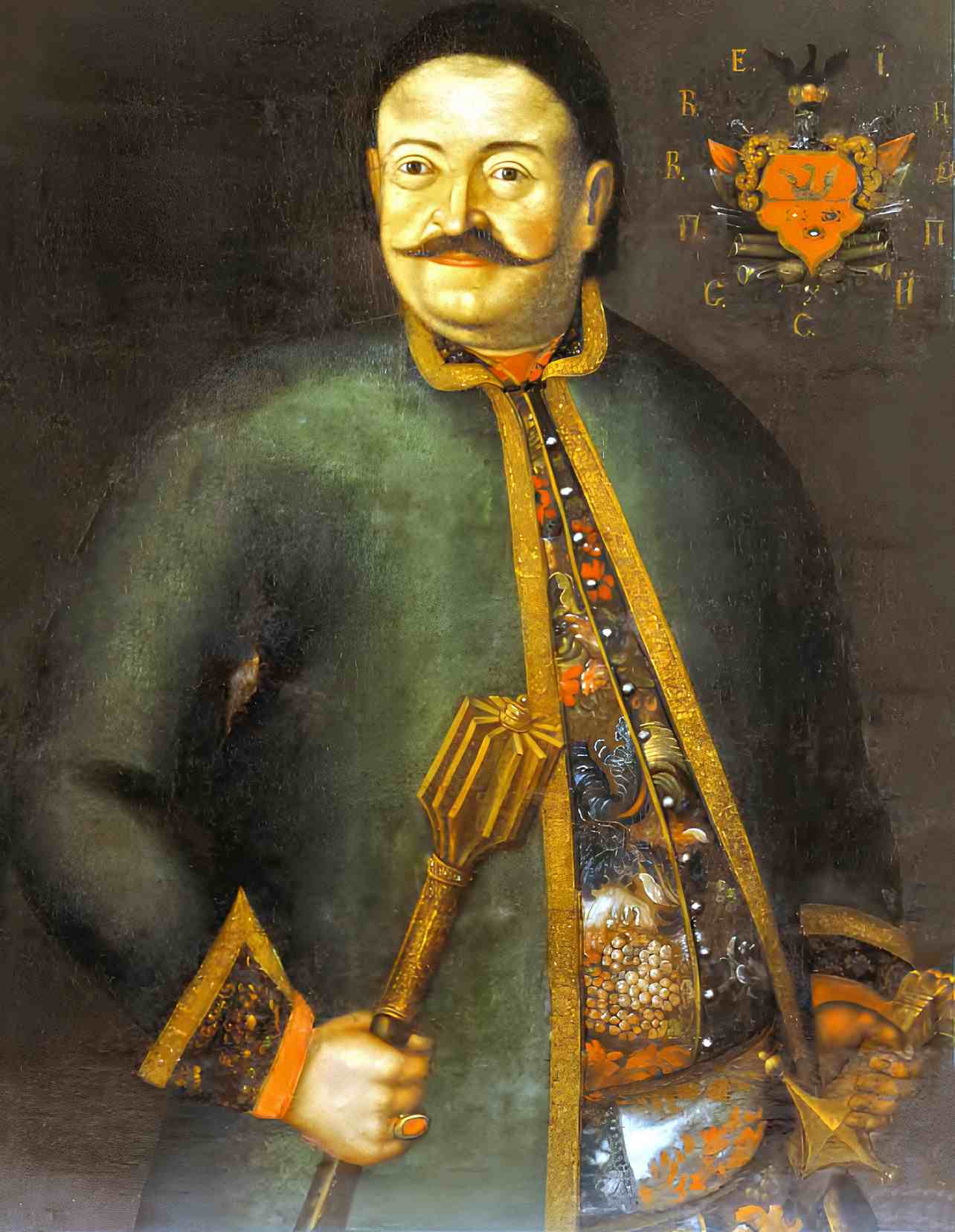 A 18th-century Ukrainian nobleman, Semen Sulyma, with the karabela sword.