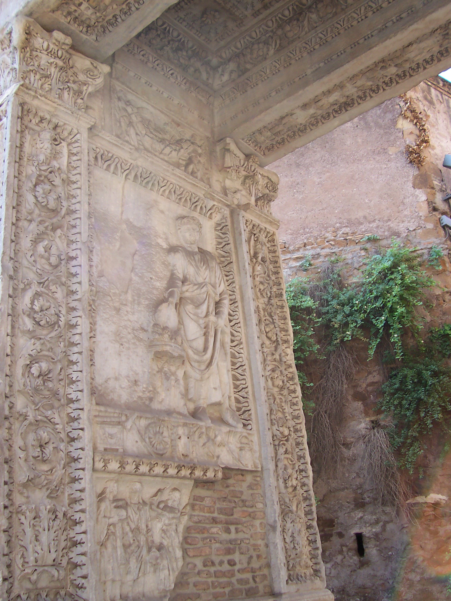 A relief carving of Geta has been removed as part of his damnatio memoriae. 