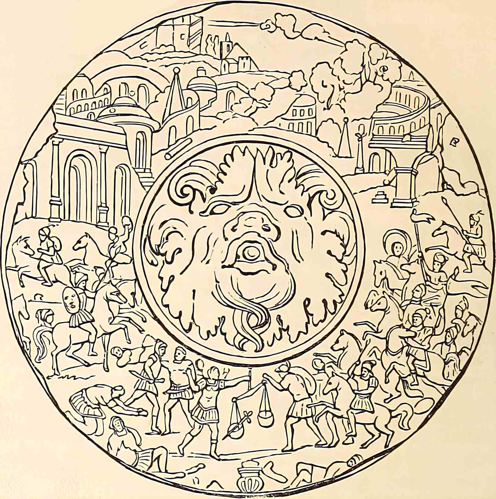 An ornamental parma shield similar to those carried by Velites.