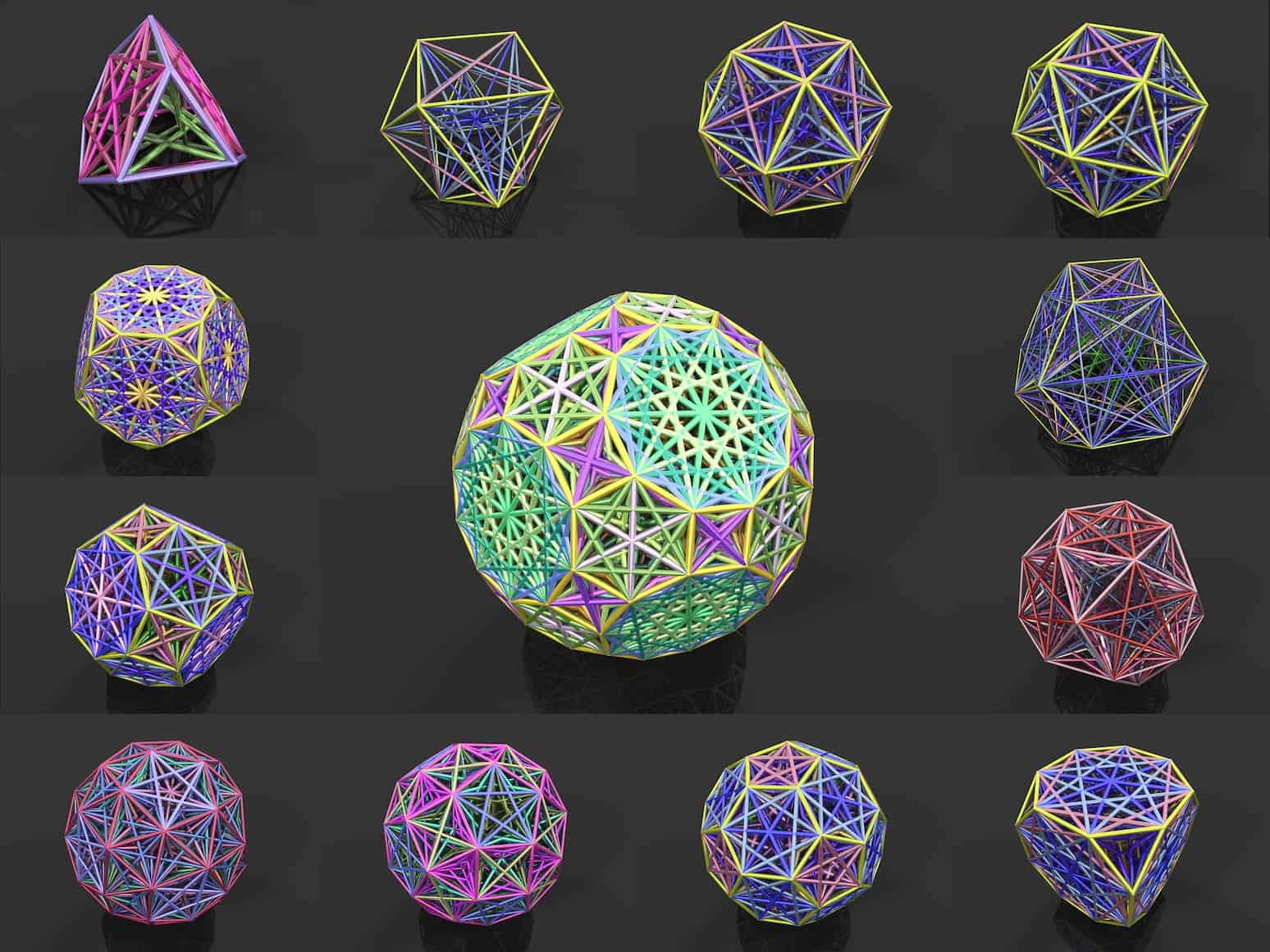 All the edges of the Archimedean solids.