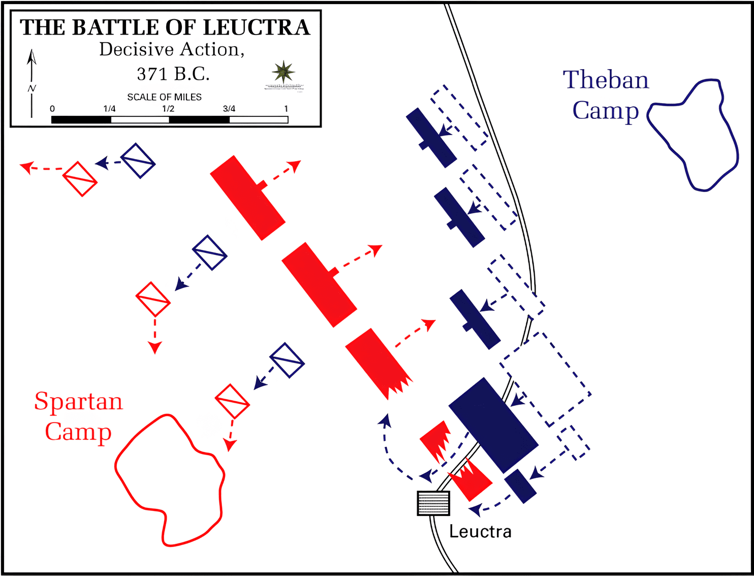 Map of the second stage of the Battle of Leuctra.