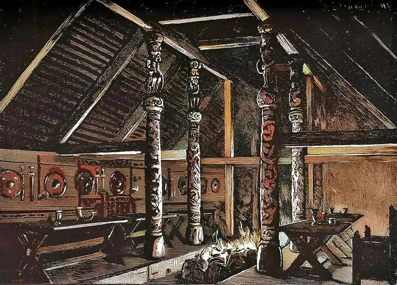 A Scandinavian (Icelandic) mead hall in the Viking Age.