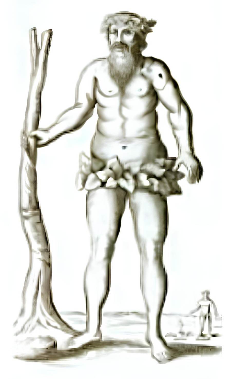 Robert Plot's drawing of a giant human compared to a normal-sized human