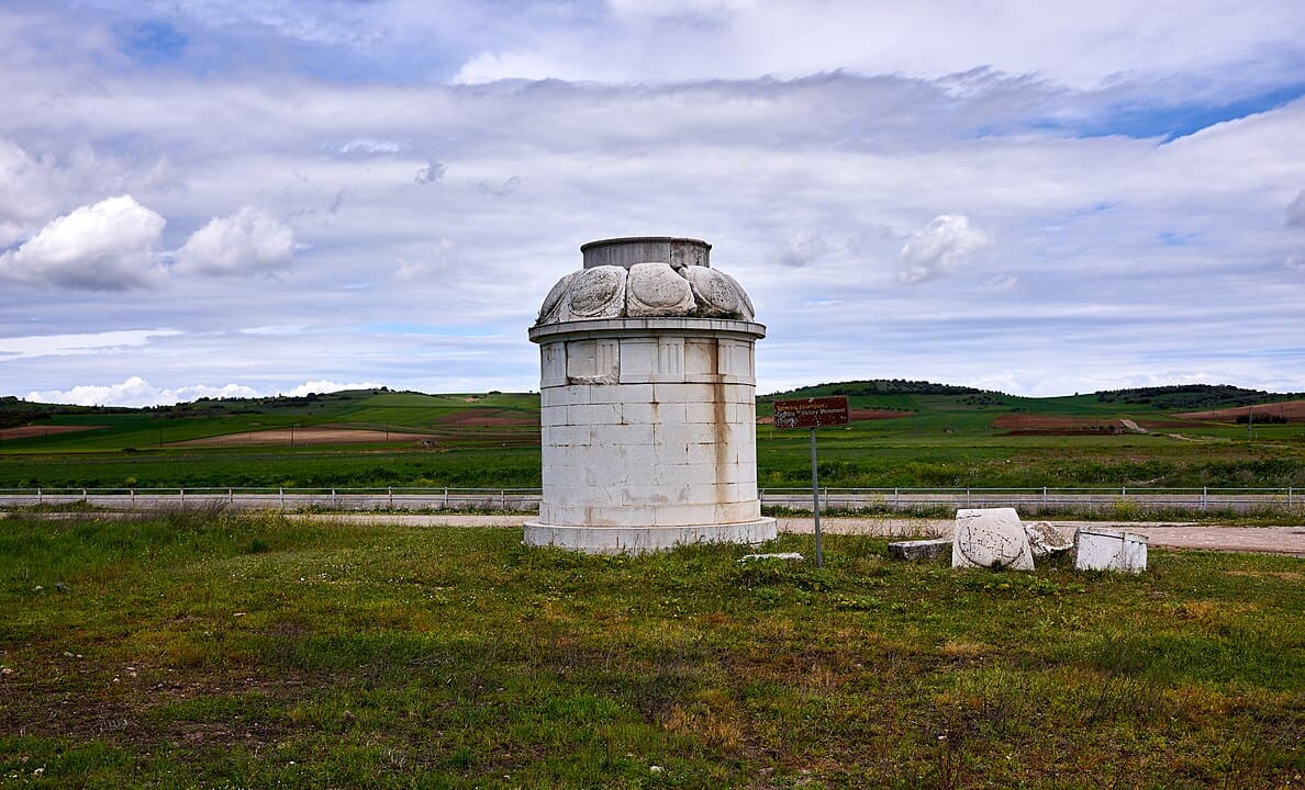 The restored base of the Theban Victory Monument at Leuktra.