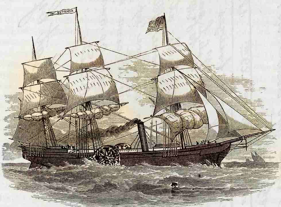 US Savannah, the first steamship to cross the Atlantic Ocean in 1819.