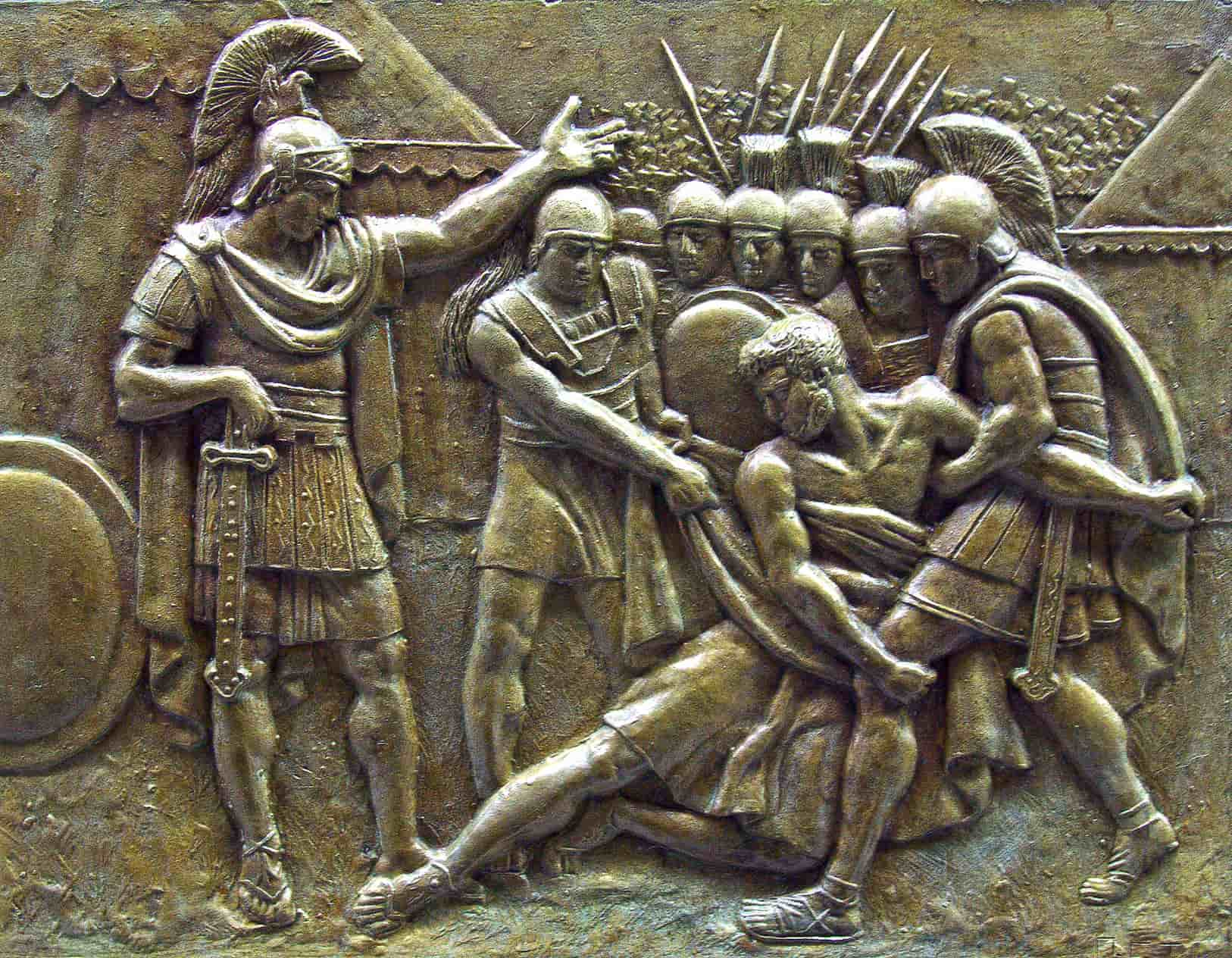 alexander the great's height on a full body bronze relief.