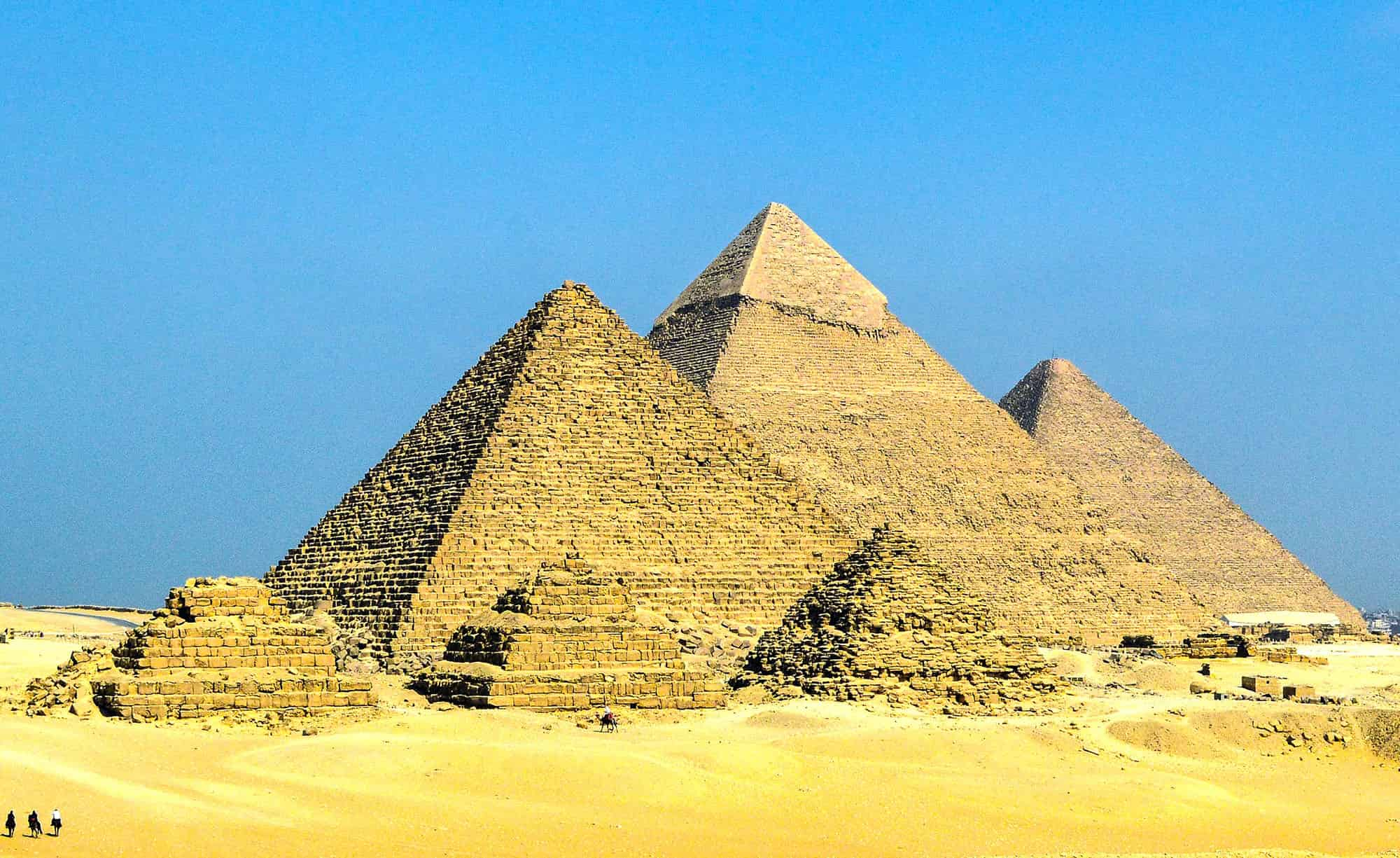 The practical geometry is the beginning of the history of geometry. Picture: The Giza Pyramids.