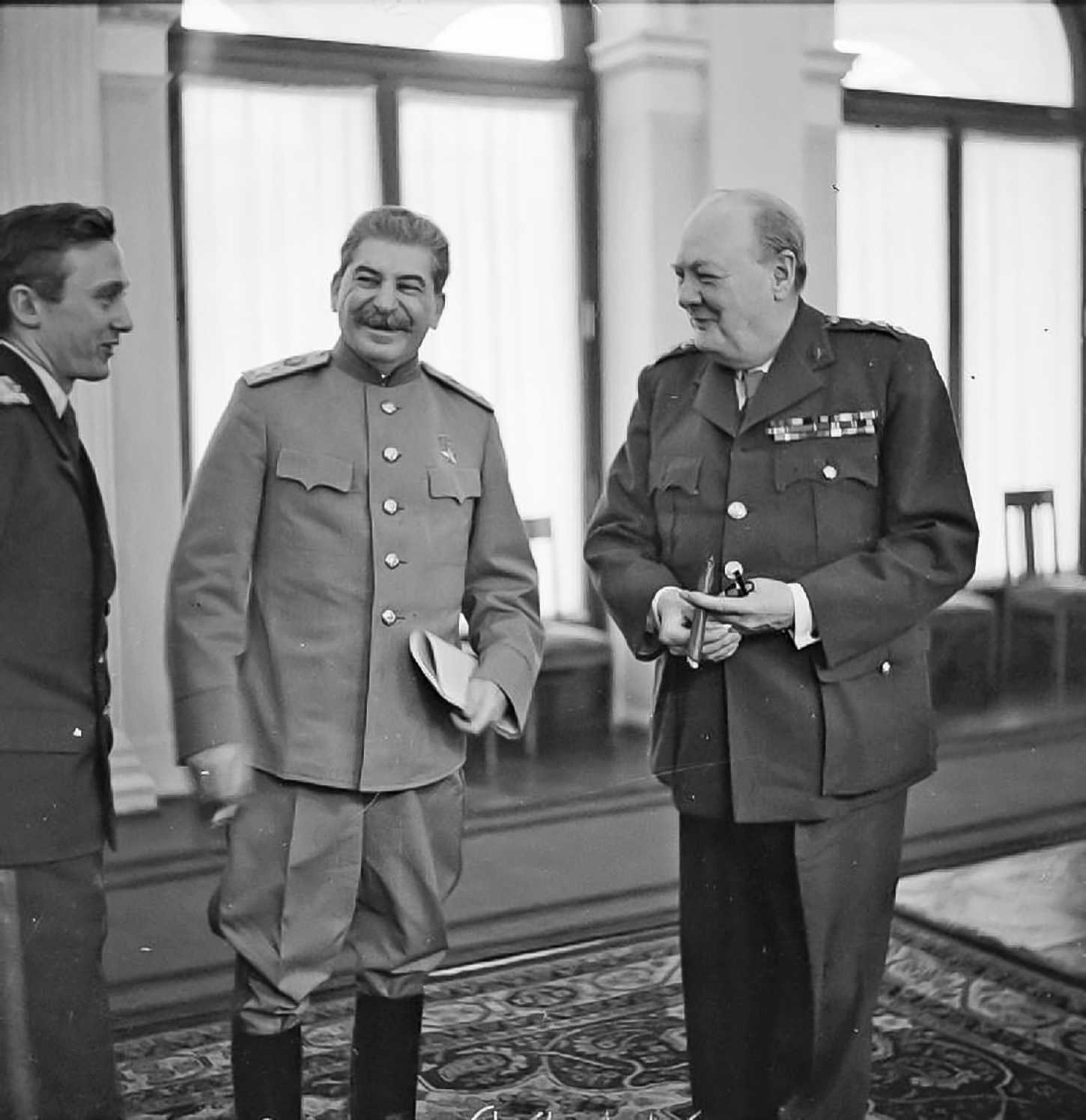 see how tall was stalin: stalin's height compared to churchill in the Yalta Conference, Livadia Palace, 1939--1945.