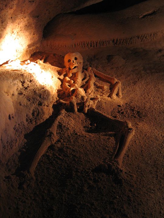 Actun Tunichil Muknal in Belize. This skeleton is popularly known as the "Crystal Maiden".