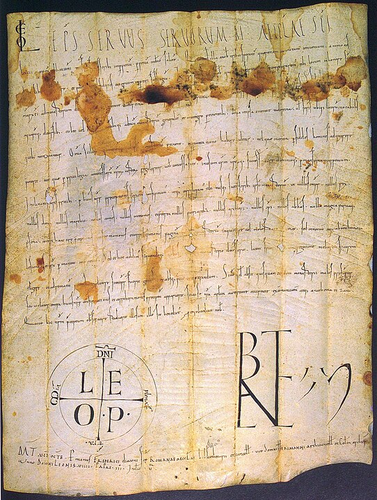 A charter of Pope Leo IX. Vatican City,  1054.