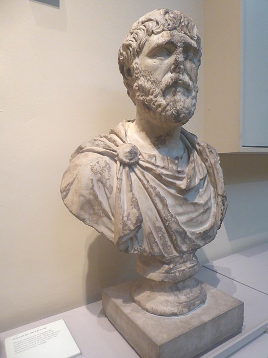 Bust from the villa at Lullingstone; possibly representing Pertinax, who may have lived in the villa at times.