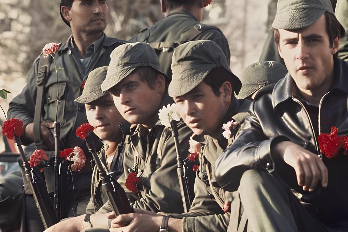 For the soldiers in Lisbon, the carnation in the barrel of the rifle became a symbol of the revolution.