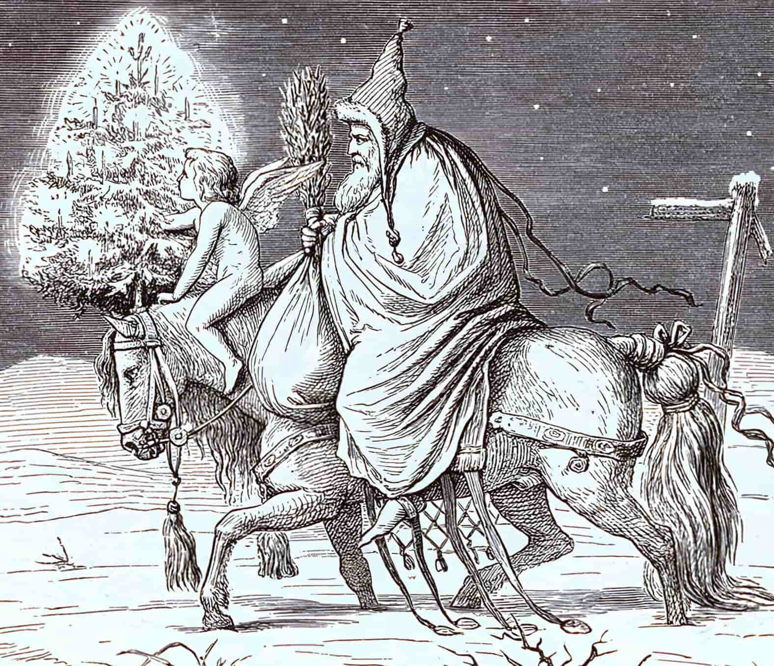 Knecht Ruprecht and christkind, 19th century.