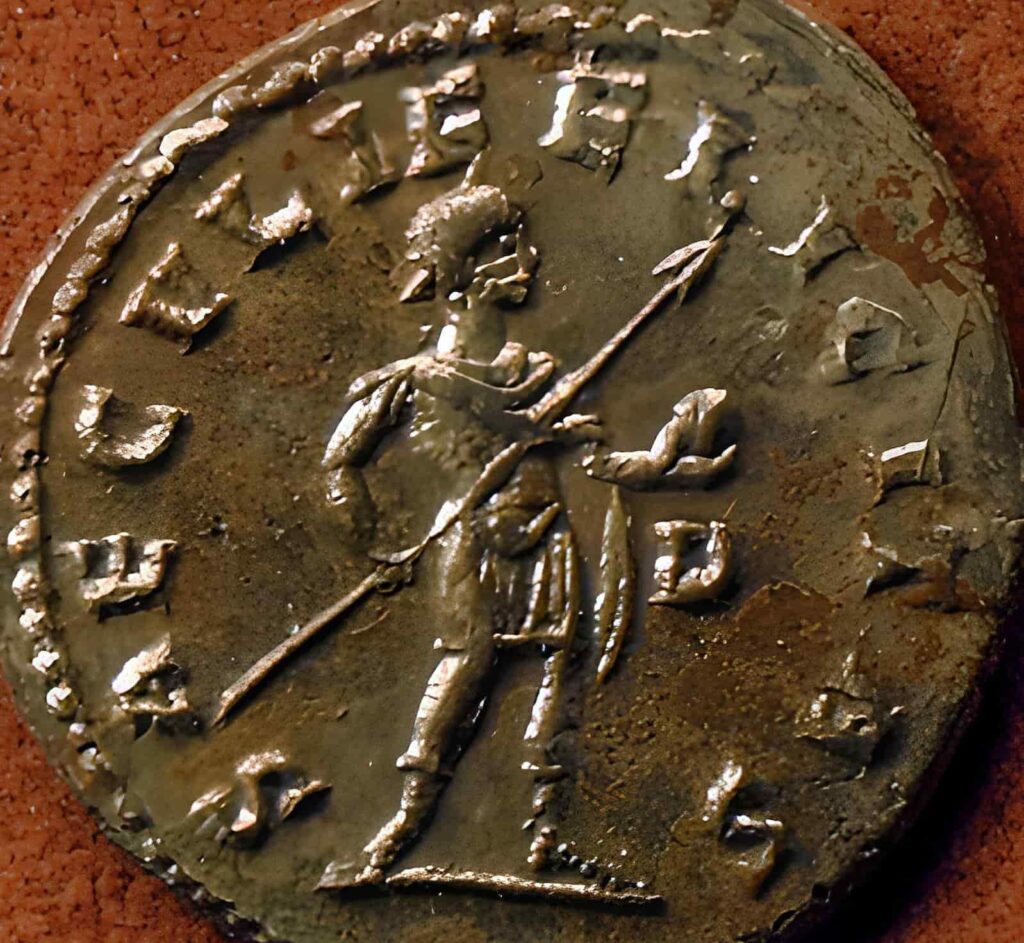 Antoninianus of Carinus (son of Carus and brother of Numerianus) holding pilum and globe.